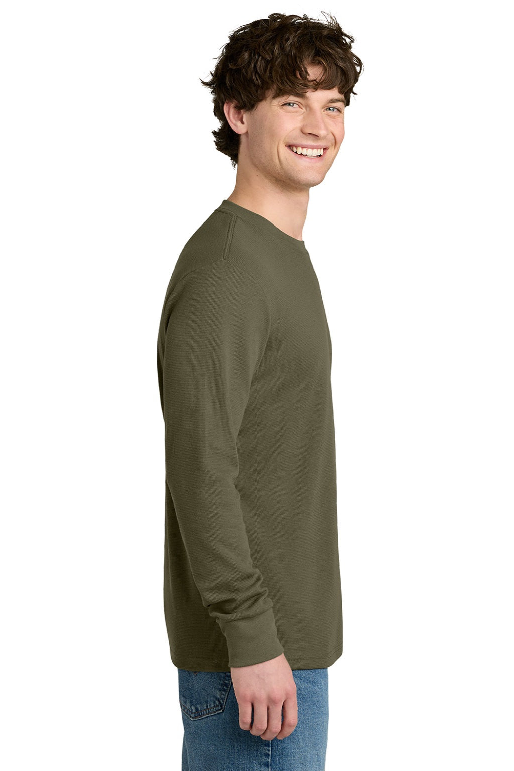 Next Level NL8211 Mens Ideal Thermal Long Sleeve T-Shirt Military Green Model Side