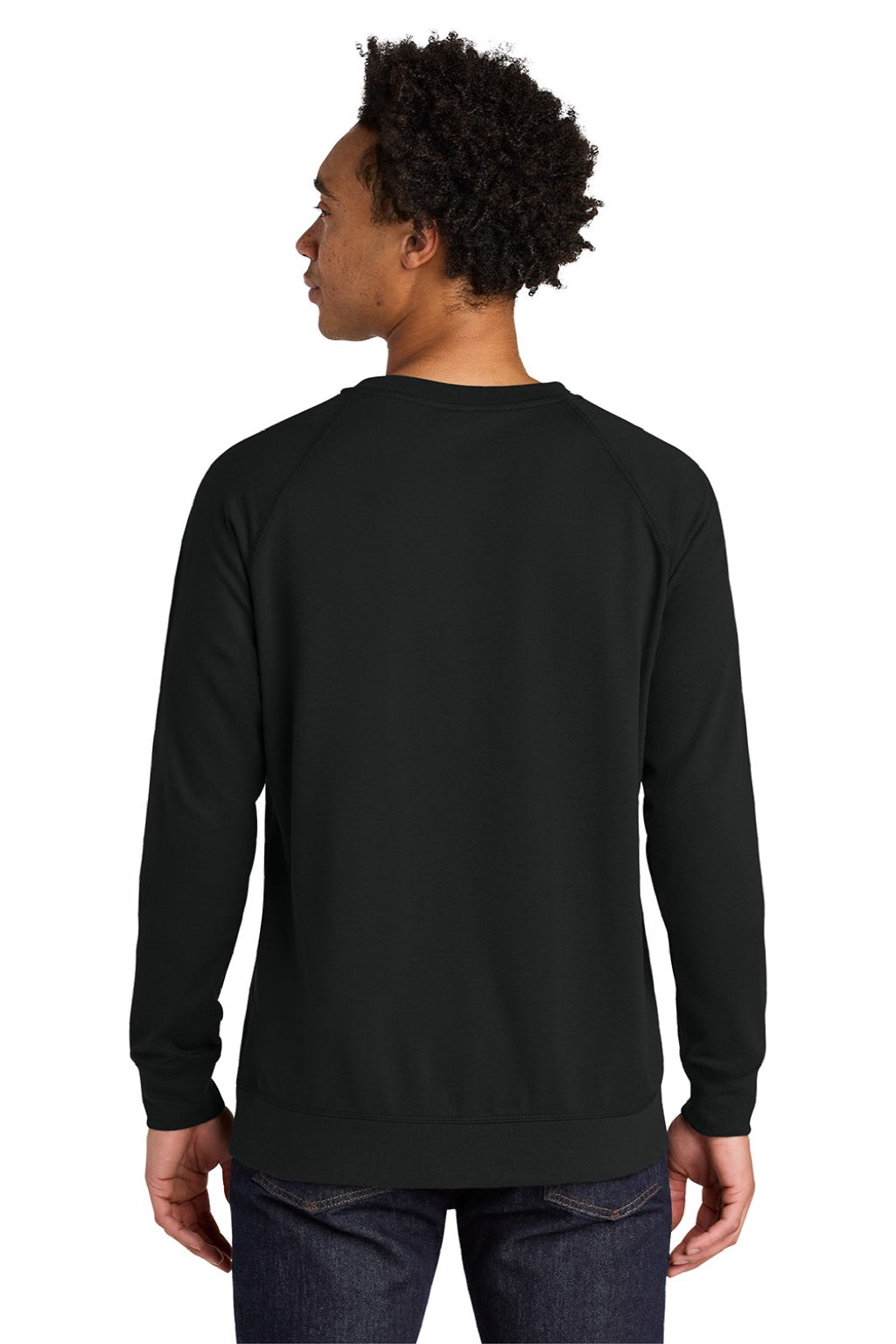 Next Level N9000/9000 Mens French Terry Long Sleeve Crewneck T-Shirt Black Model Back