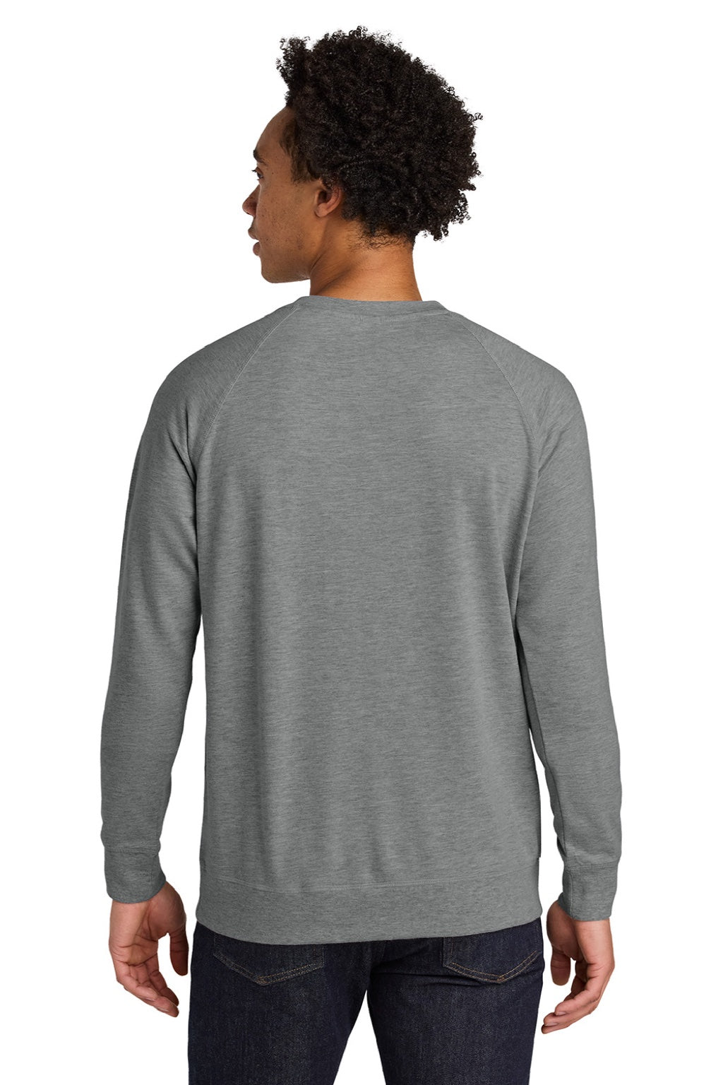 Next Level N9000/9000 Mens French Terry Long Sleeve Crewneck T-Shirt Heather Grey Model Back
