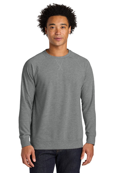 Next Level N9000/9000 Mens French Terry Long Sleeve Crewneck T-Shirt Heather Grey Model Front
