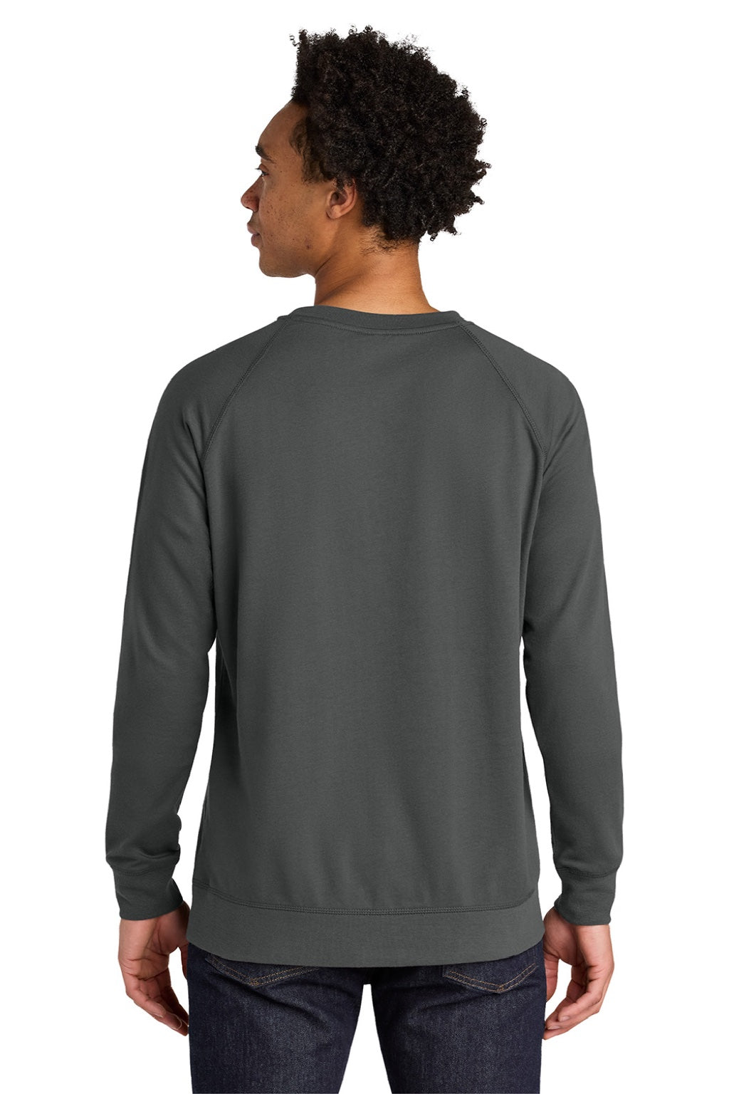 Next Level N9000/9000 Mens French Terry Long Sleeve Crewneck T-Shirt Heavy Metal Grey Model Back