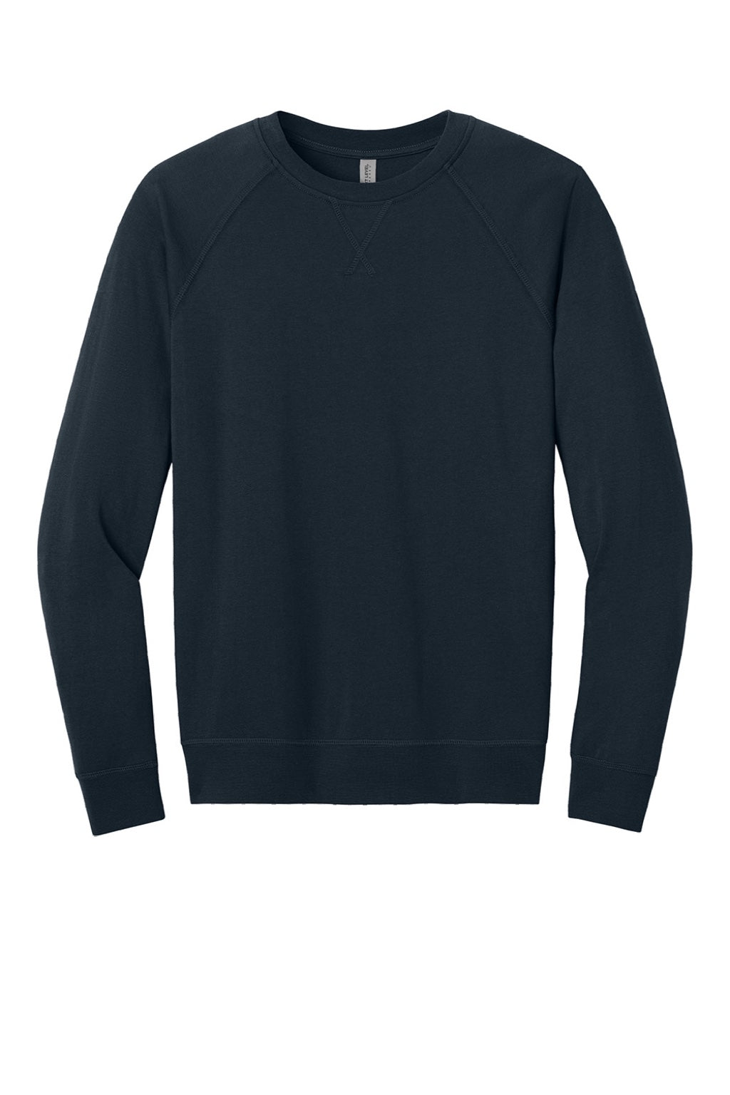 Next Level N9000/9000 Mens French Terry Long Sleeve Crewneck T-Shirt Midnight Navy Blue Flat Front