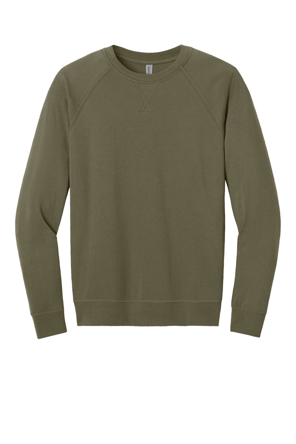 Next Level N9000/9000 Mens French Terry Long Sleeve Crewneck T-Shirt Military Green Flat Front