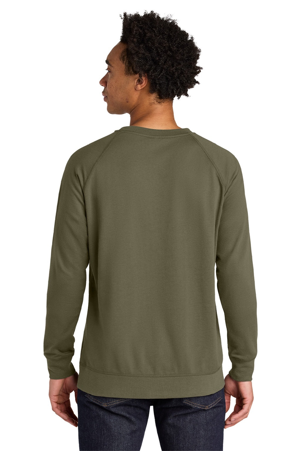 Next Level N9000/9000 Mens French Terry Long Sleeve Crewneck T-Shirt Military Green Model Back