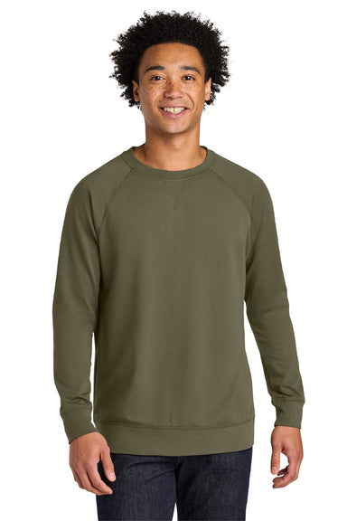 Next Level N9000/9000 Mens French Terry Long Sleeve Crewneck T-Shirt Military Green Model Front