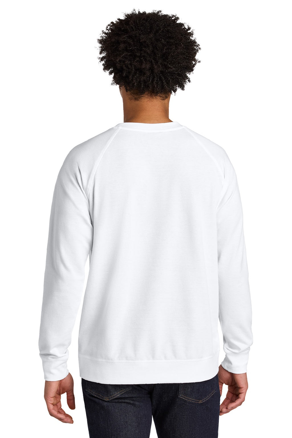 Next Level N9000/9000 Mens French Terry Long Sleeve Crewneck T-Shirt White Model Back