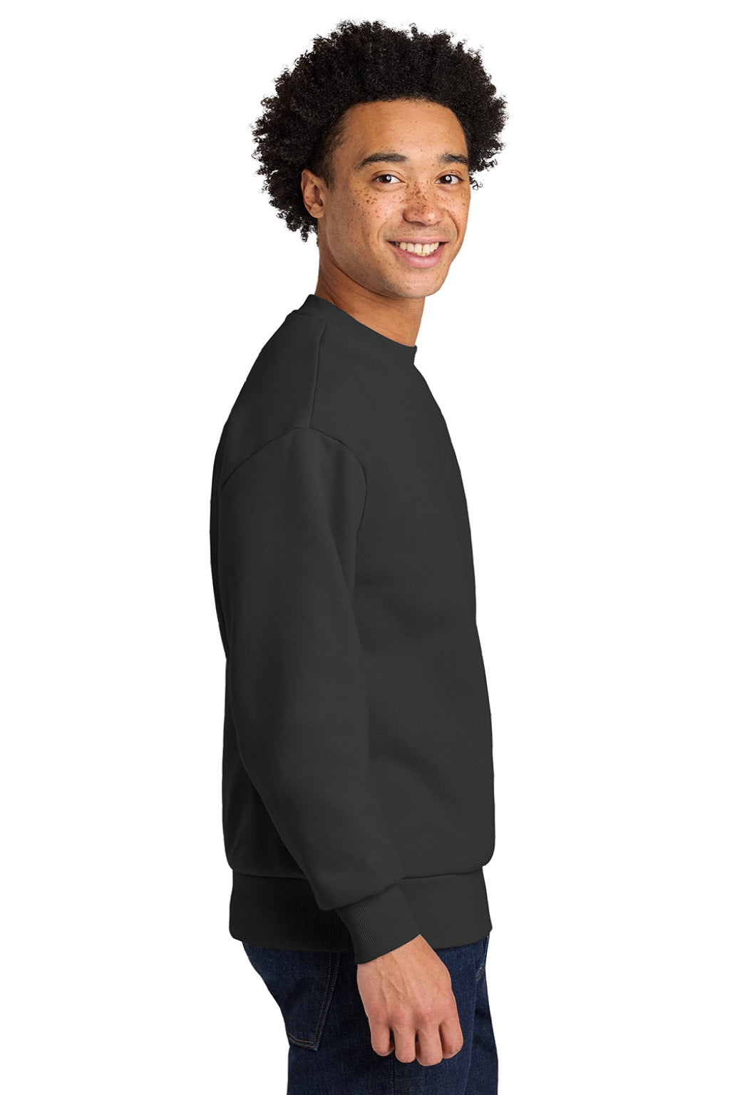 Next Level NL9007 Mens Crewneck Sweatshirt Graphite Black Model Side