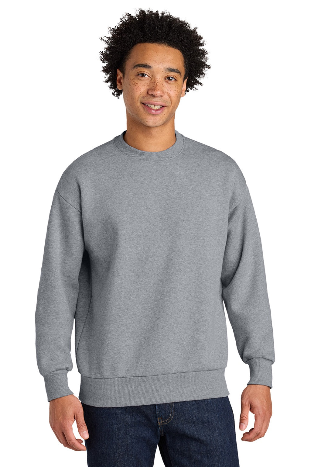 Next Level NL9007 Mens Crewneck Sweatshirt Heather Grey Model Front