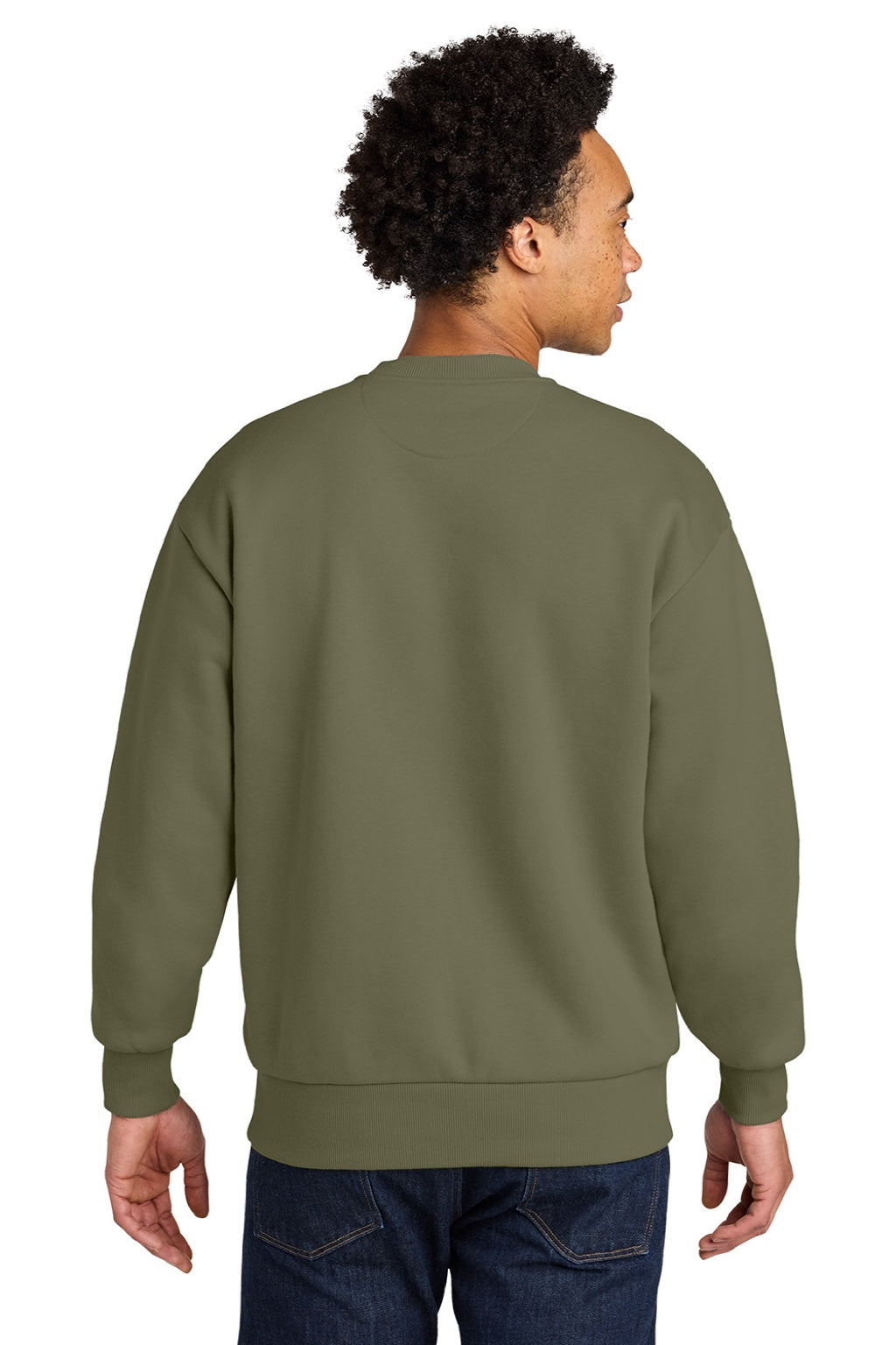 Next Level NL9007 Mens Crewneck Sweatshirt Light Olive Green Model Back