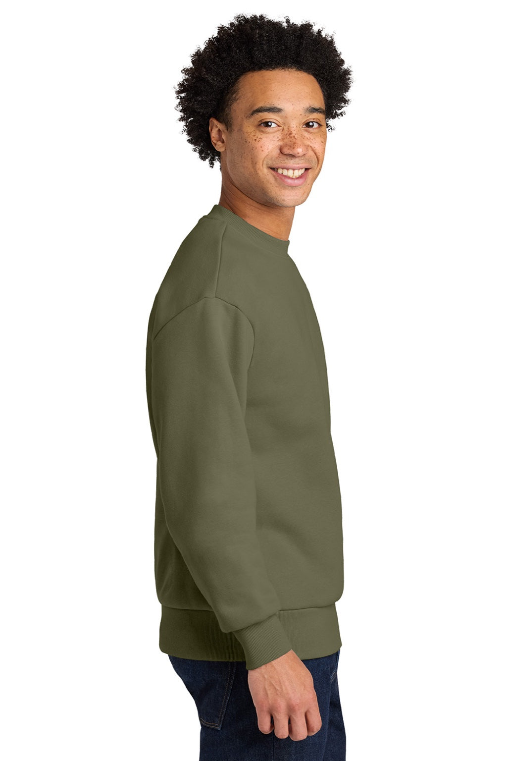 Next Level NL9007 Mens Crewneck Sweatshirt Light Olive Green Model Side