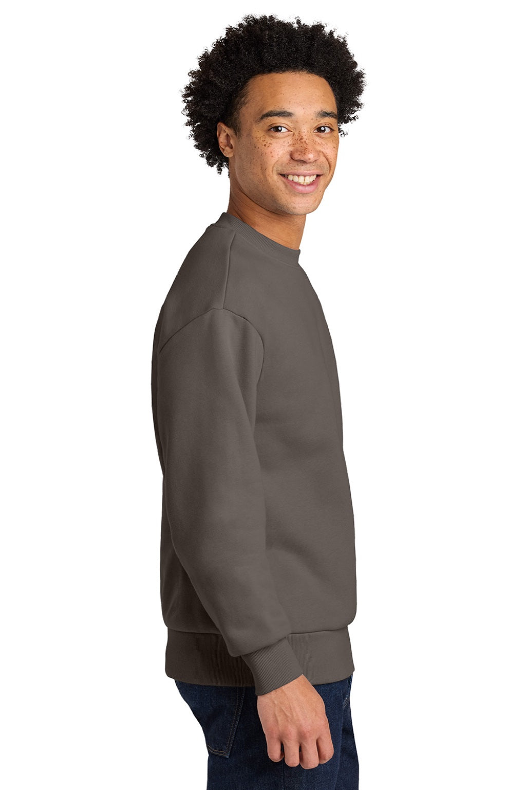 Next Level NL9007 Mens Crewneck Sweatshirt Shiitake Grey Model Side