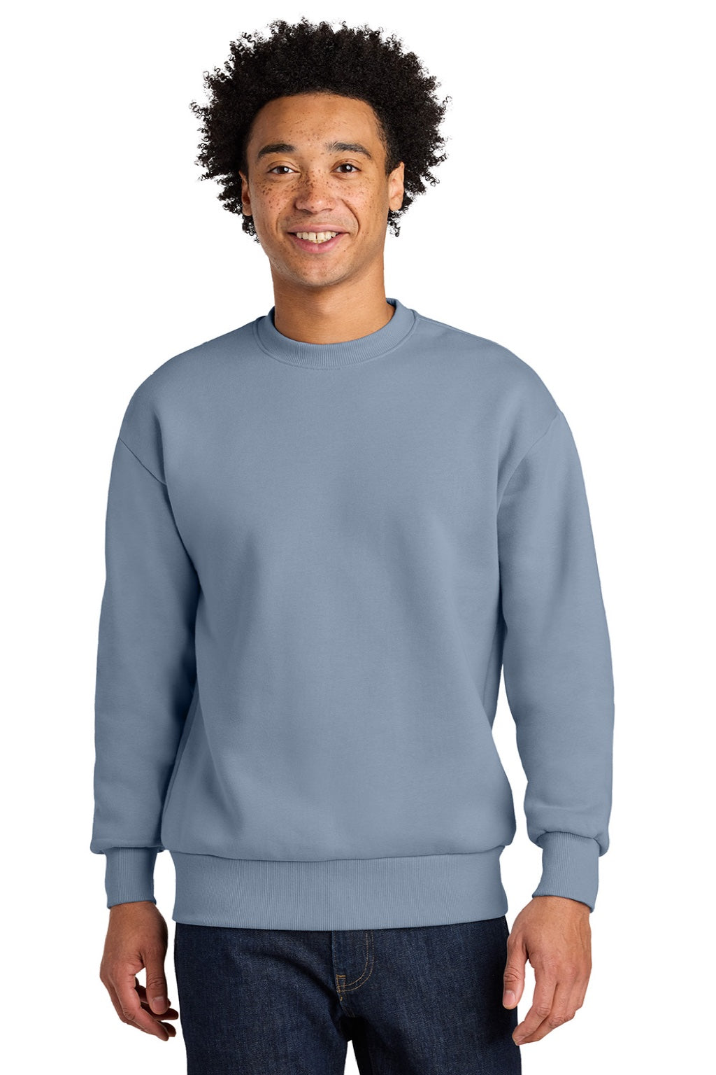 Next Level NL9007 Mens Crewneck Sweatshirt Stonewashed Denim Blue Model Front