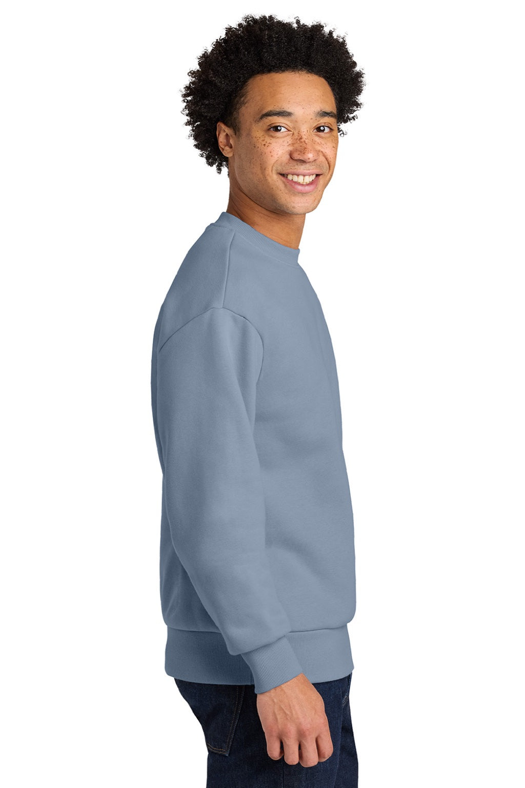 Next Level NL9007 Mens Crewneck Sweatshirt Stonewashed Denim Blue Model Side