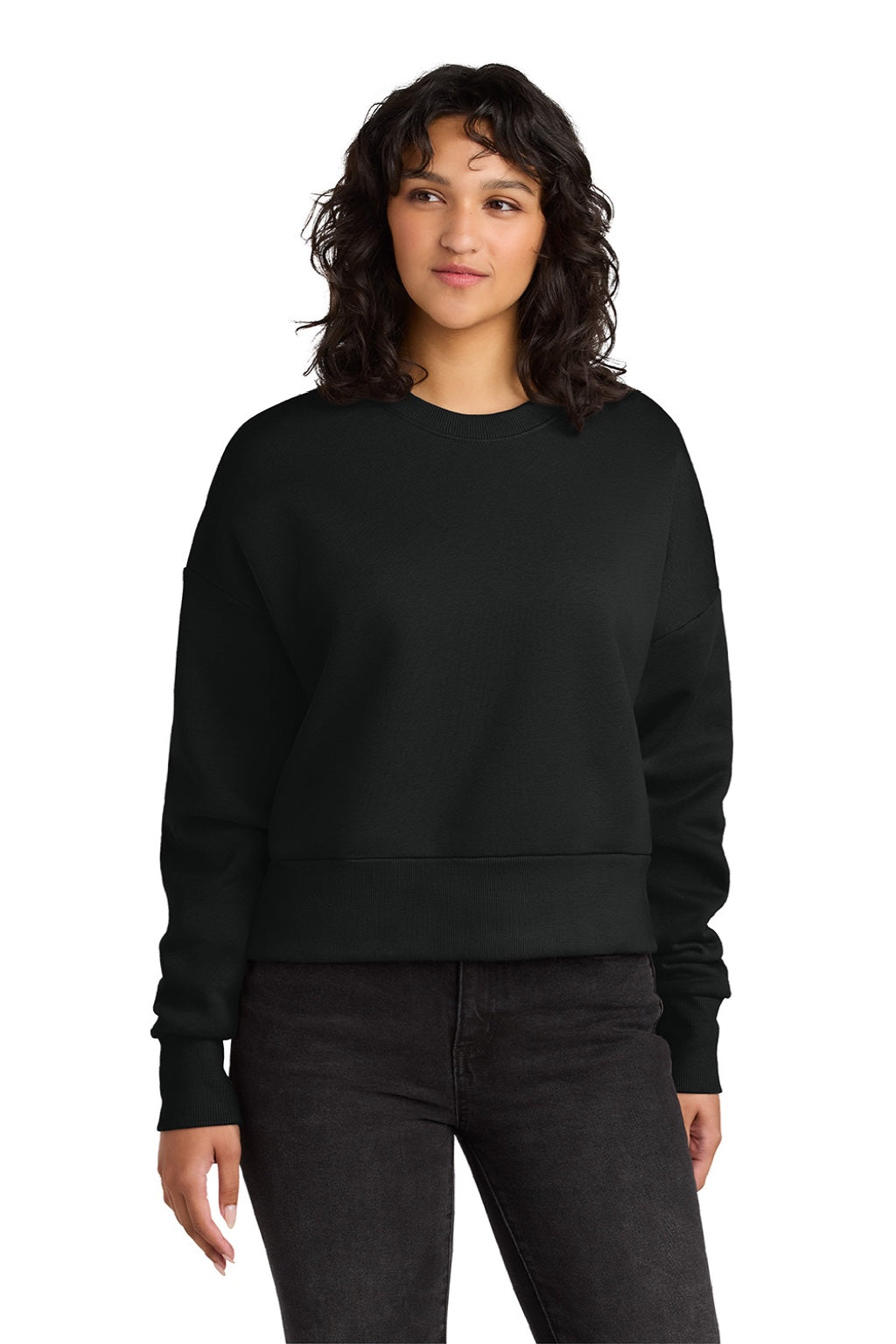 Next Level NL9087 Womens Crewneck Sweatshirt Black Model Front