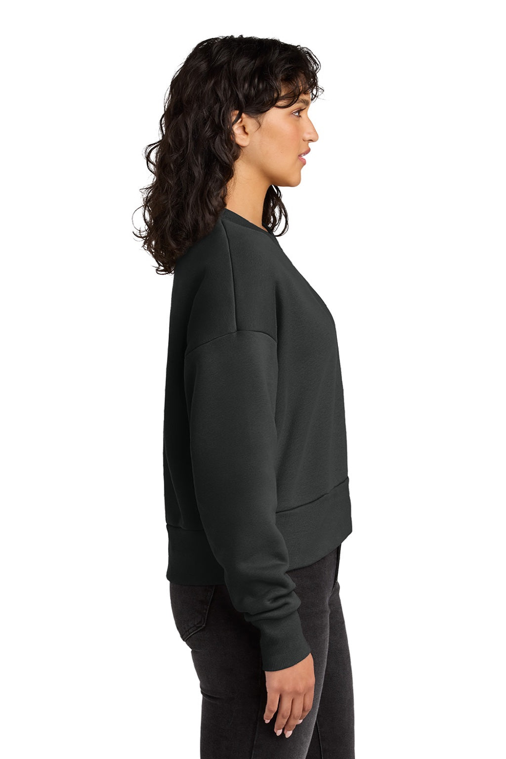 Next Level NL9087 Womens Crewneck Sweatshirt Graphite Black Model Side
