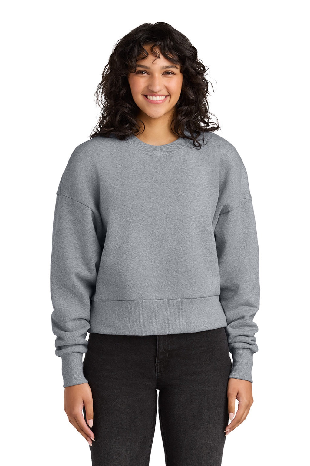 Next Level NL9087 Womens Crewneck Sweatshirt Heather Grey Model Front