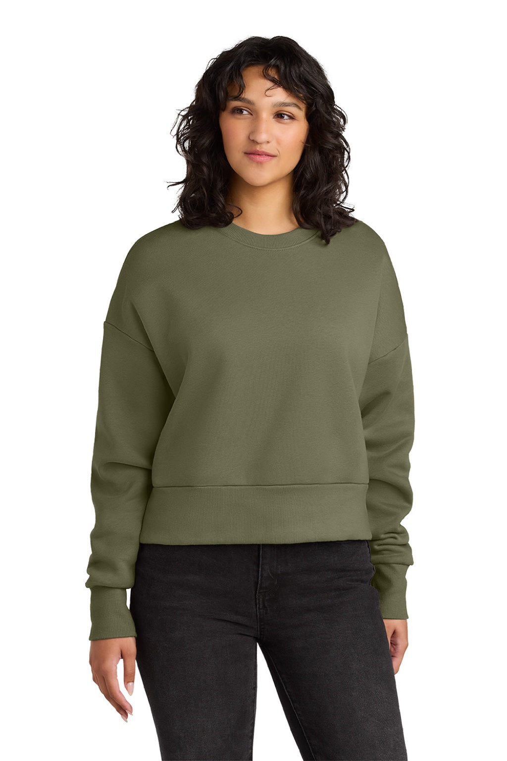 Next Level NL9087 Womens Crewneck Sweatshirt Light Olive Green Model Front