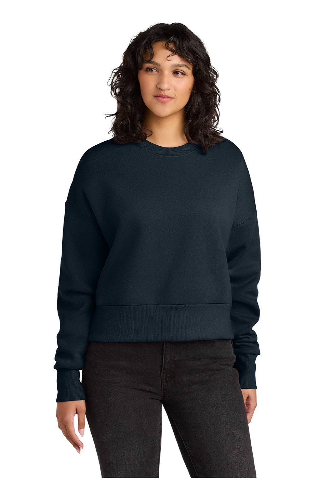 Next Level NL9087 Womens Crewneck Sweatshirt Midnight Navy Blue Model Front