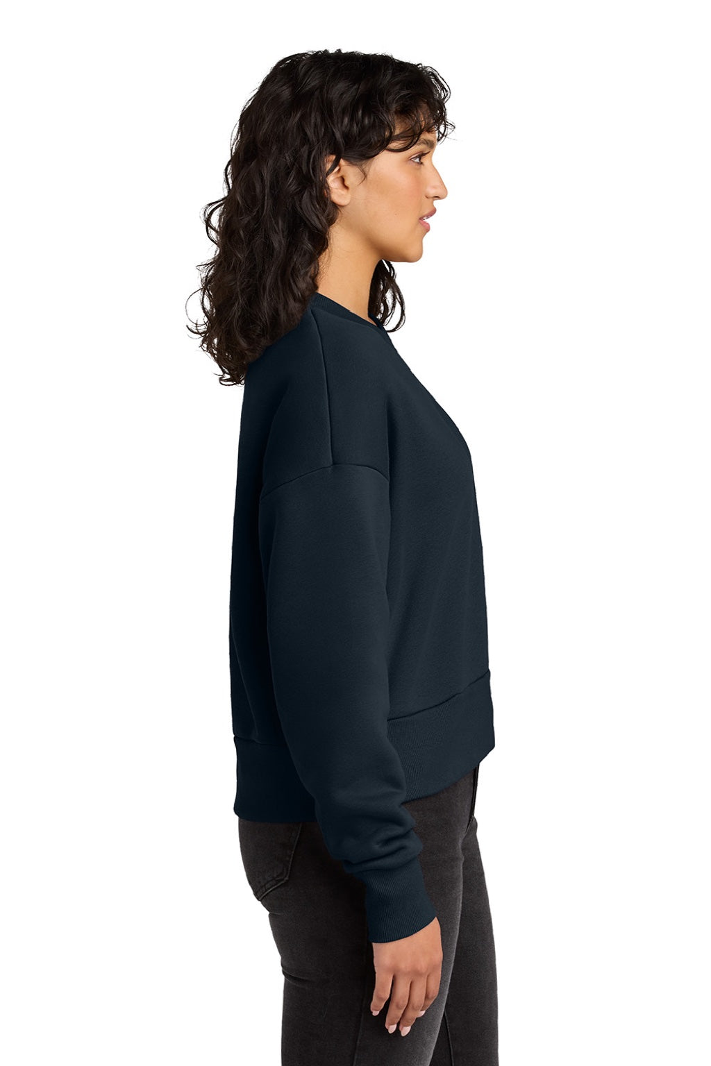Next Level NL9087 Womens Crewneck Sweatshirt Midnight Navy Blue Model Side