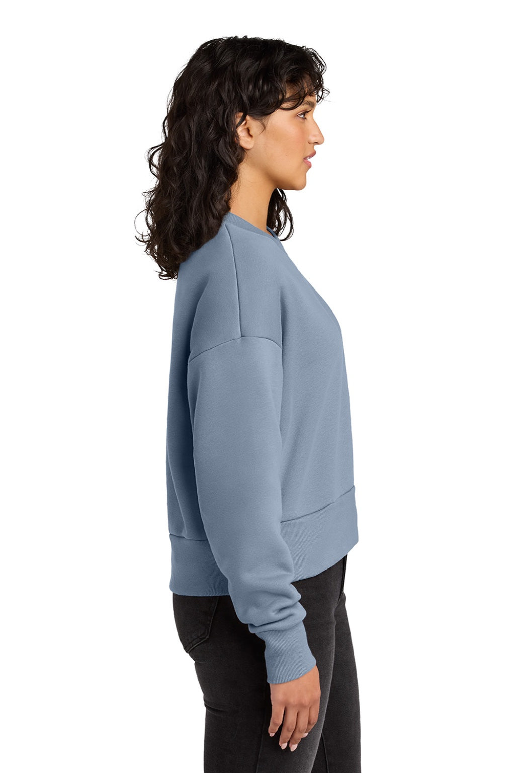 Next Level NL9087 Womens Crewneck Sweatshirt Stonewashed Denim Blue Model Side