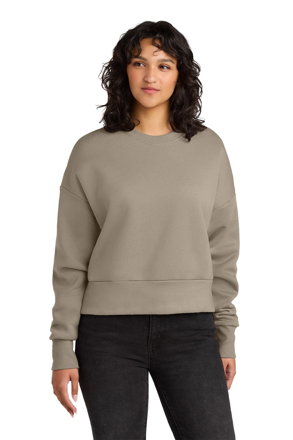 Next Level NL9087 Womens Crewneck Sweatshirt Tan Model Front