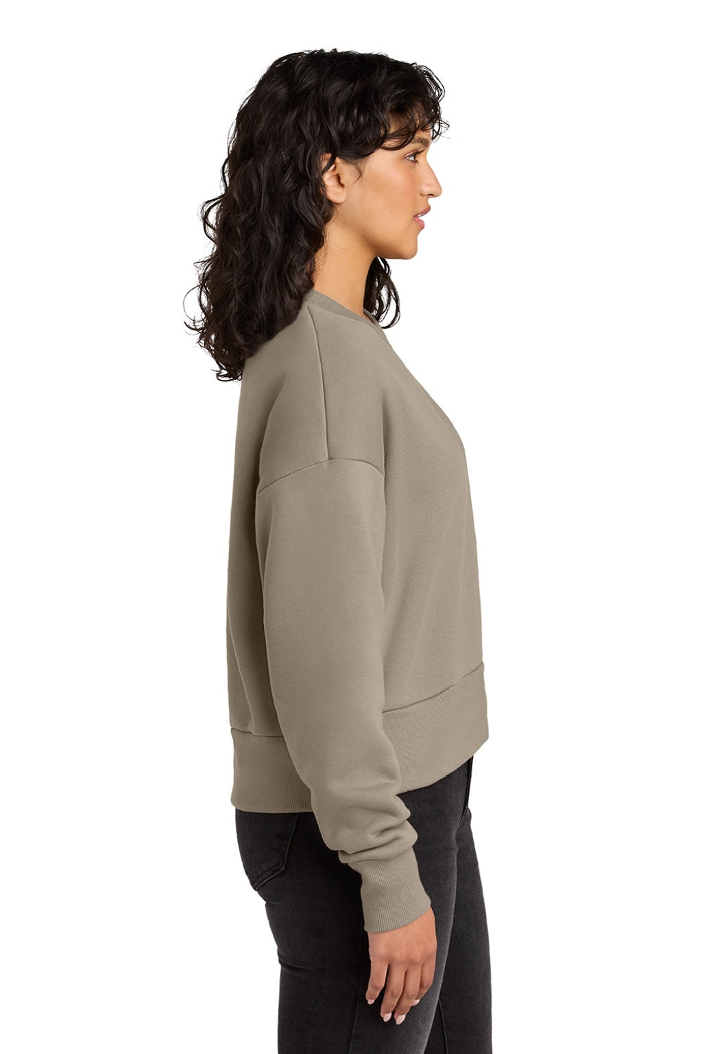Next Level NL9087 Womens Crewneck Sweatshirt Tan Model Side