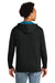 Next Level 9301 Mens French Terry Fleece Hooded Sweatshirt Hoodie w/ Pouch Pocket Black/Turquoise Blue Model Back