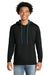 Next Level 9301 Mens French Terry Fleece Hooded Sweatshirt Hoodie w/ Pouch Pocket Black/Turquoise Blue Model Front