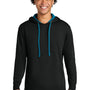 Next Level Mens French Terry Fleece Hooded Sweatshirt Hoodie w/ Pouch Pocket - Black/Turquoise Blue