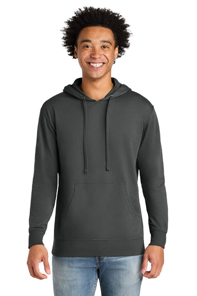 Next Level 9301 Mens French Terry Fleece Hooded Sweatshirt Hoodie w/ Pouch Pocket Heavy Metal Grey Model Front