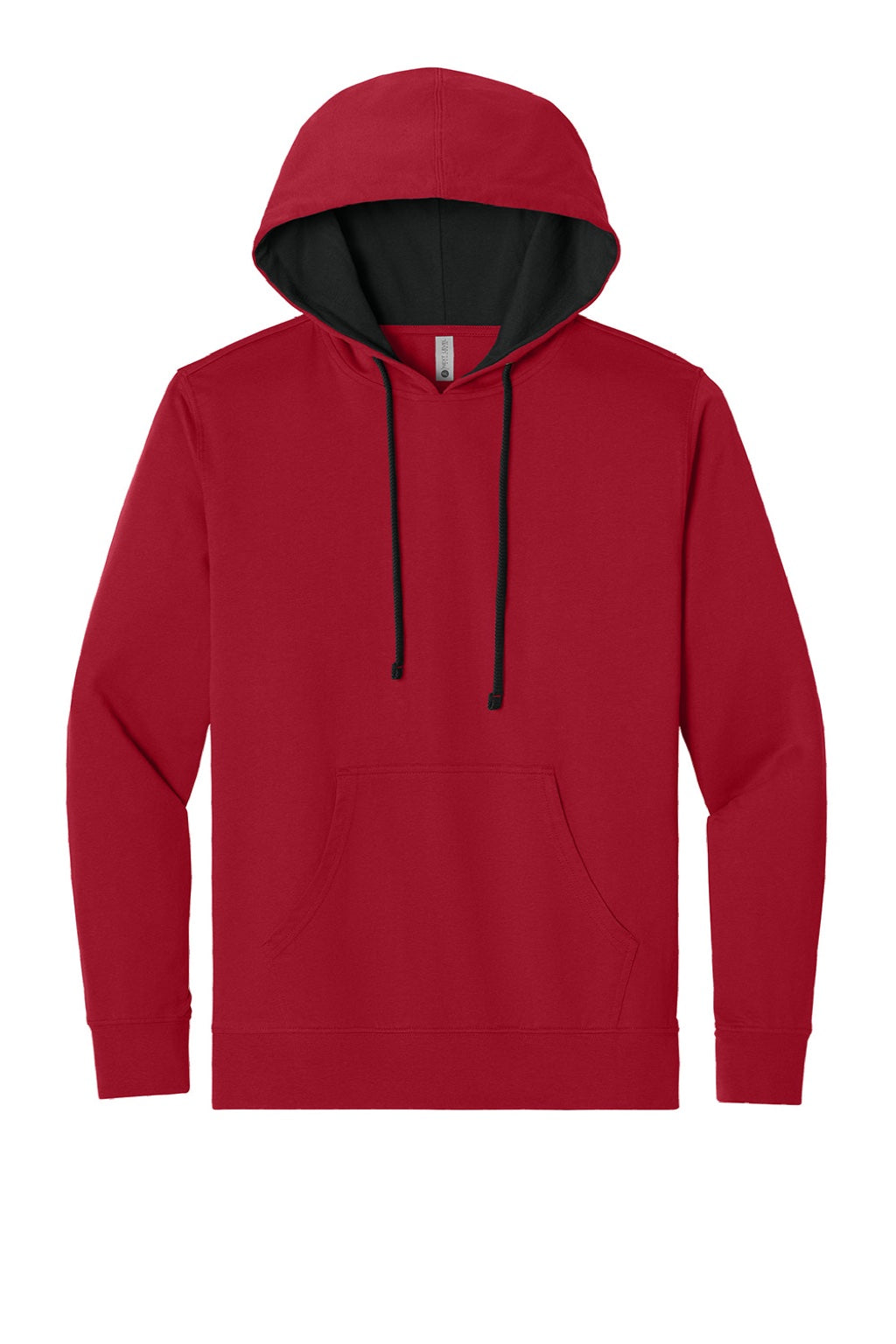 Next Level 9301 Mens French Terry Fleece Hooded Sweatshirt Hoodie w/ Pouch Pocket Red/Black Flat Front