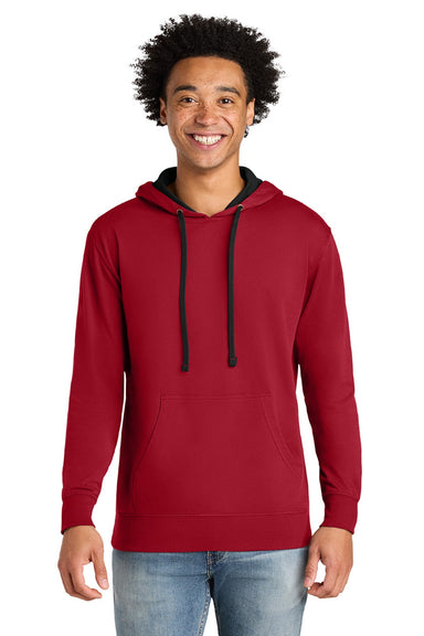 Next Level 9301 Mens French Terry Fleece Hooded Sweatshirt Hoodie w/ Pouch Pocket Red/Black Model Front