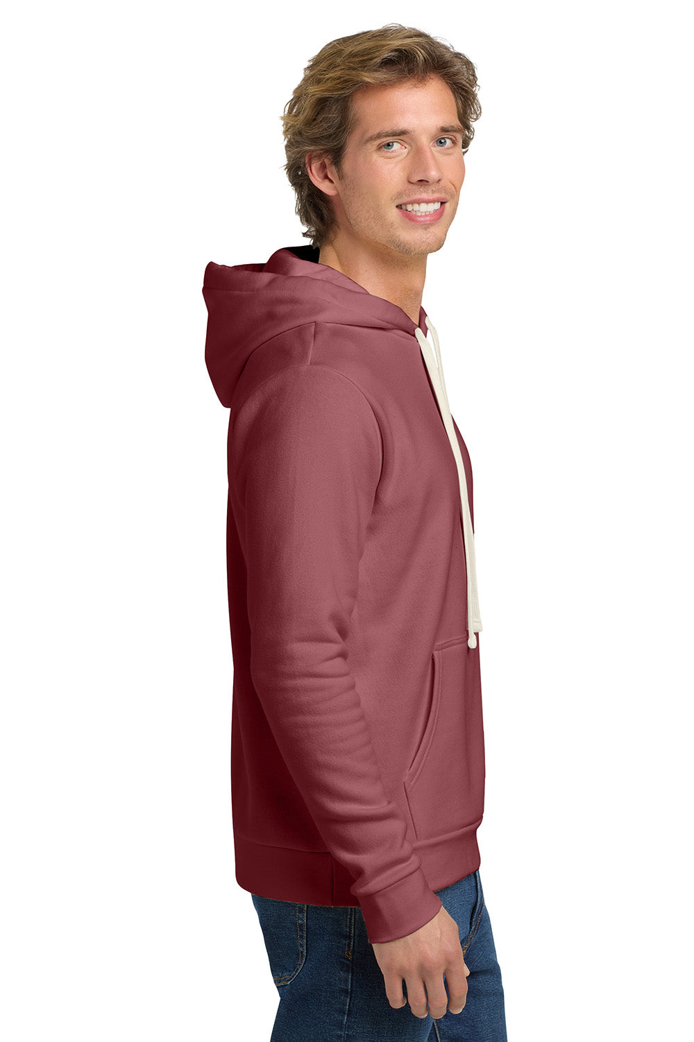 Next Level NL9303/9303 Mens Fleece Hooded Sweatshirt Hoodie w/ Pouch Pocket Mauve Model Side