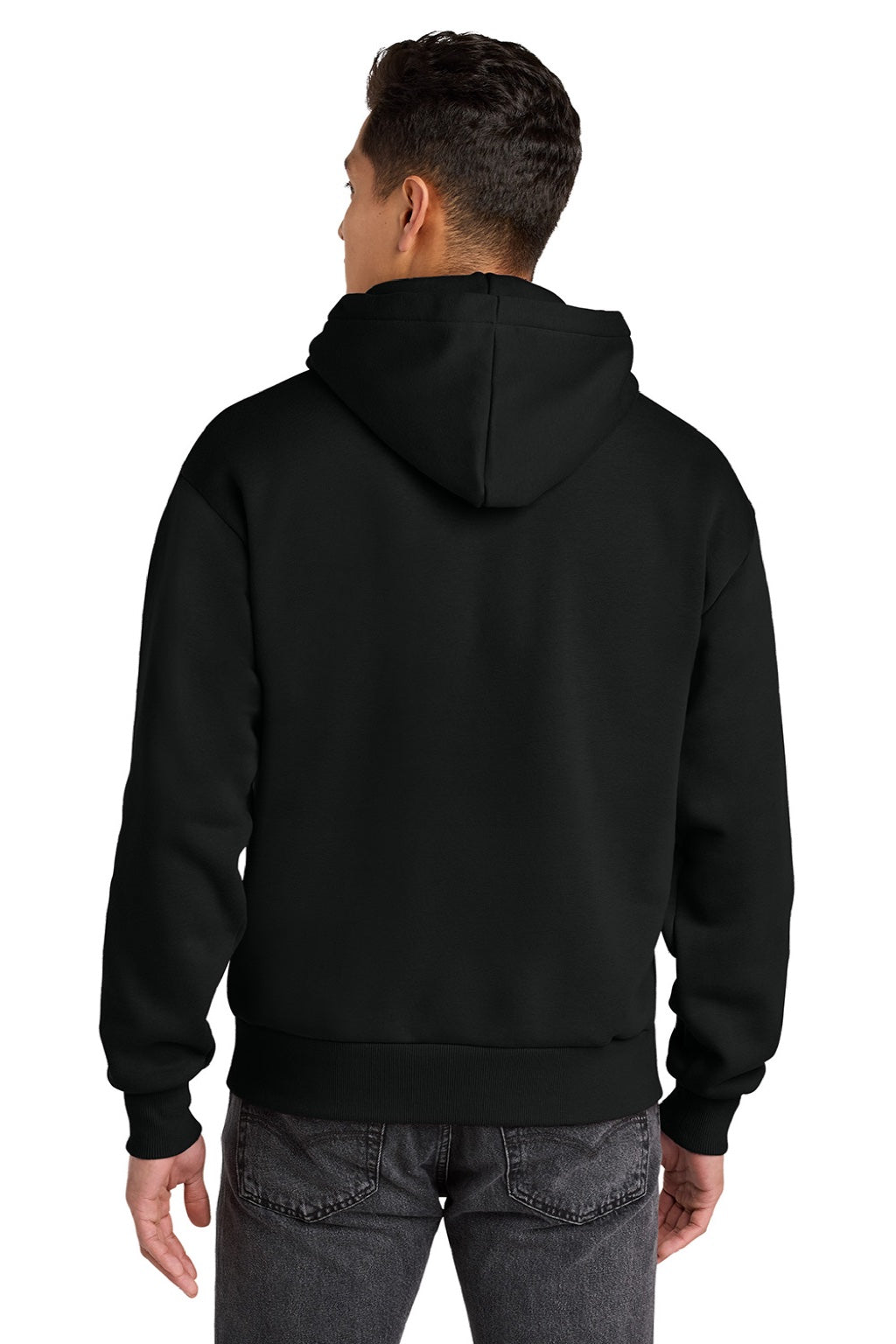 Next Level NL9307 Mens Heavyweight Hooded Sweatshirt Hoodie w/ Pouch Pocket Black Model Back