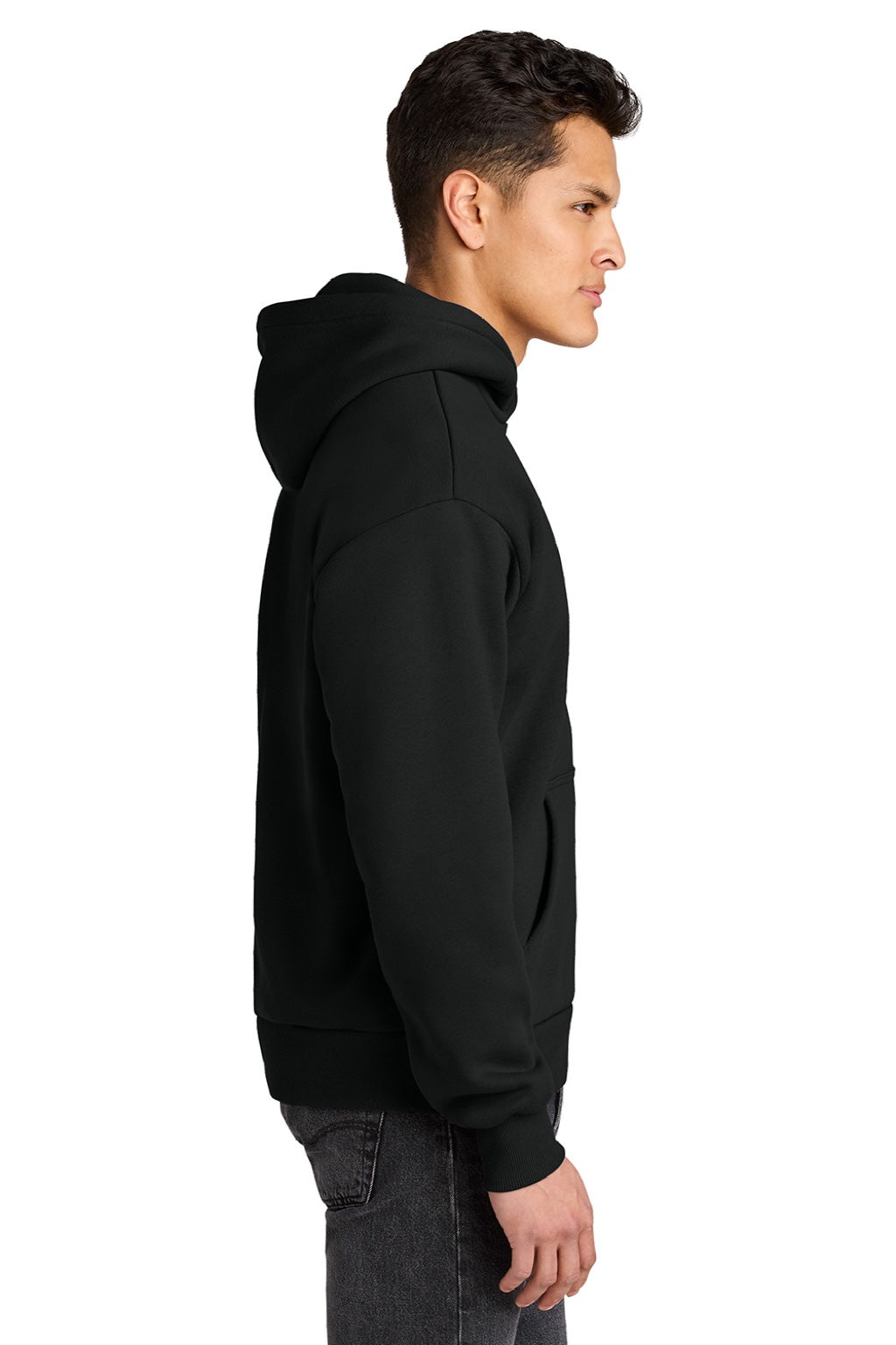 Next Level NL9307 Mens Heavyweight Hooded Sweatshirt Hoodie w/ Pouch Pocket Black Model Side