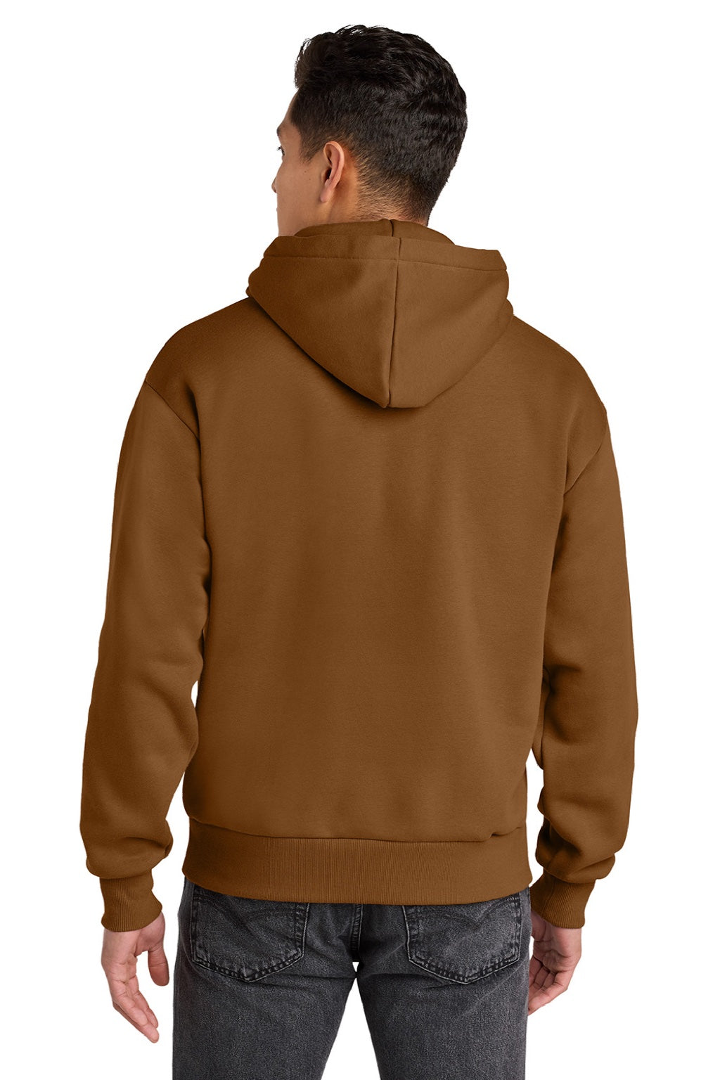 Next Level NL9307 Mens Heavyweight Hooded Sweatshirt Hoodie w/ Pouch Pocket Clay Brown Model Back