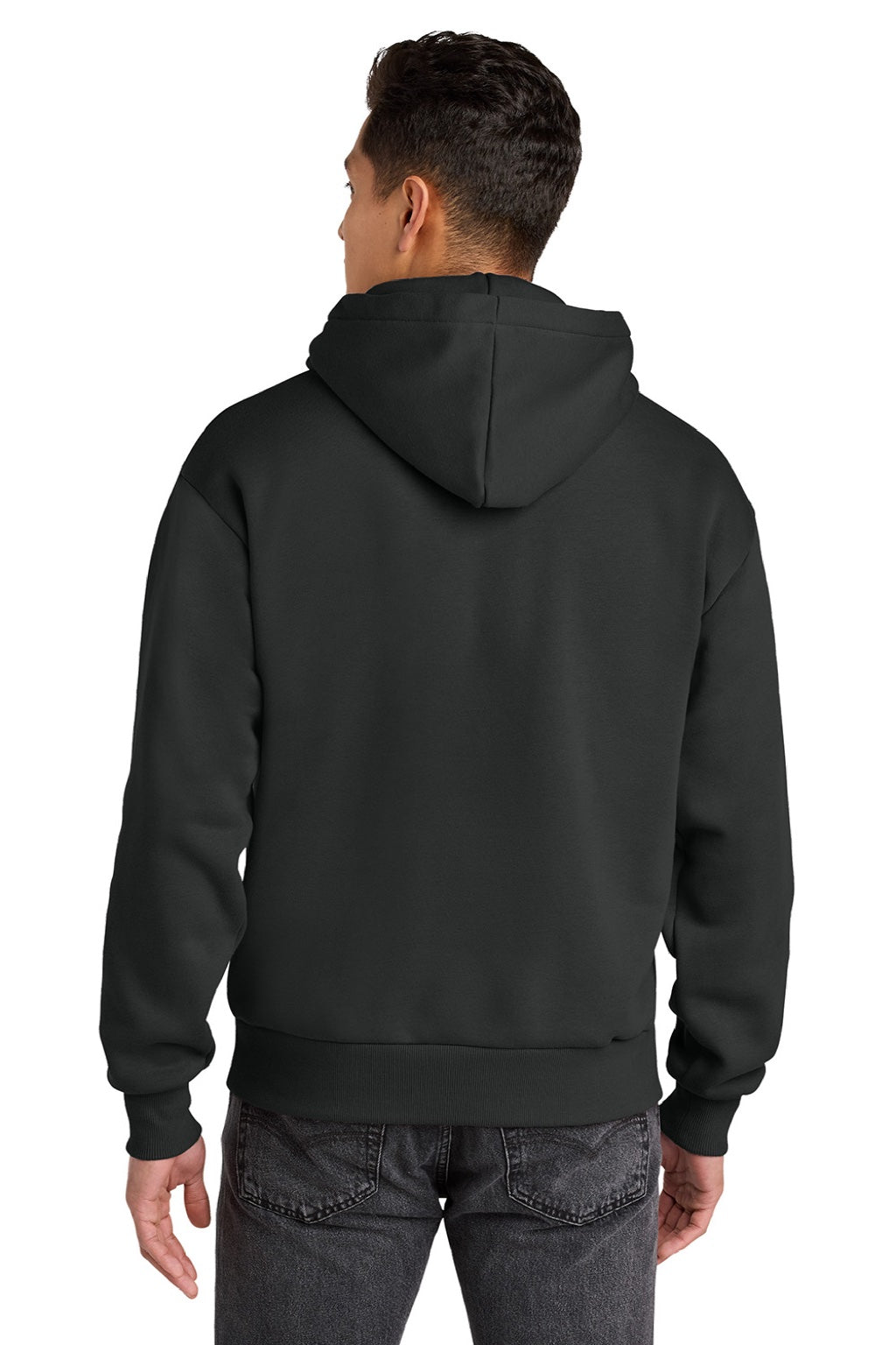 Next Level NL9307 Mens Heavyweight Hooded Sweatshirt Hoodie w/ Pouch Pocket Graphite Black Model Back