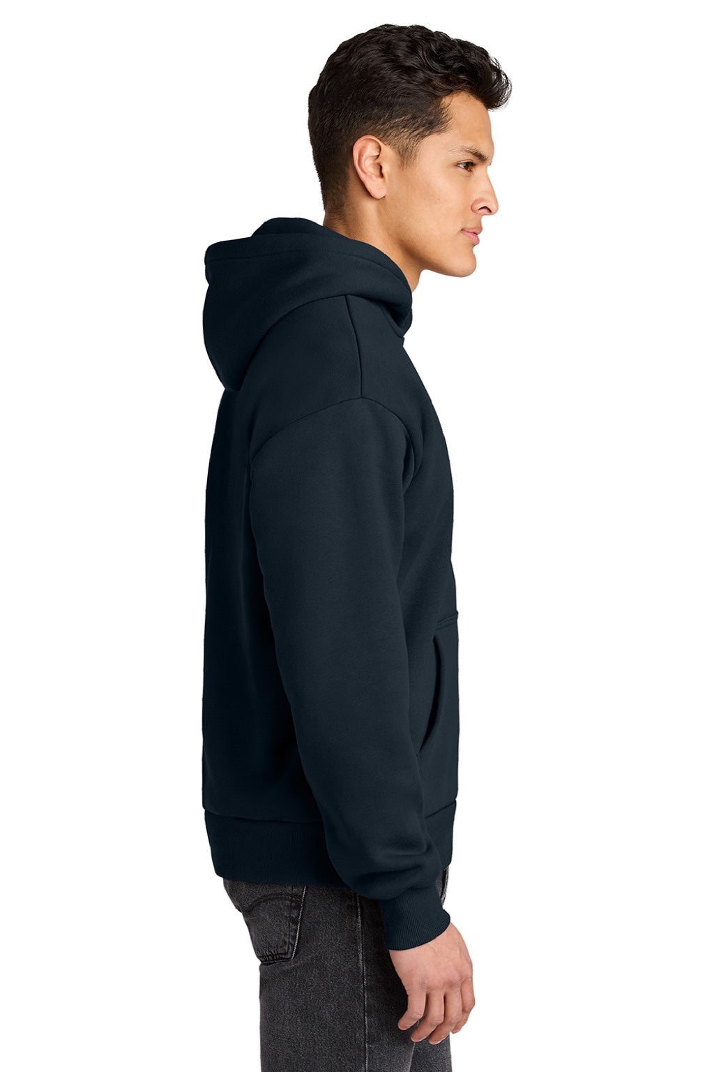 Next Level NL9307 Mens Heavyweight Hooded Sweatshirt Hoodie w/ Pouch Pocket Midnight Navy Blue Model Side