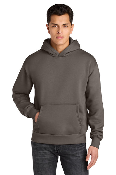 Next Level NL9307 Mens Heavyweight Hooded Sweatshirt Hoodie w/ Pouch Pocket Shiitake Grey Model Front