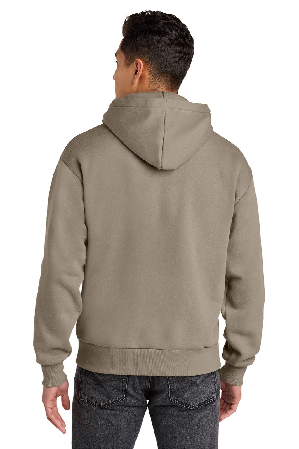 Next Level NL9307 Mens Heavyweight Hooded Sweatshirt Hoodie w/ Pouch Pocket Tan Model Back