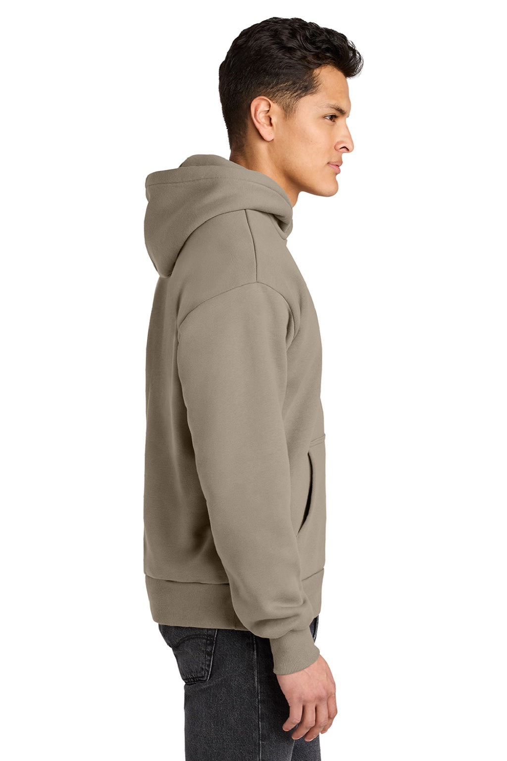 Next Level NL9307 Mens Heavyweight Hooded Sweatshirt Hoodie w/ Pouch Pocket Tan Model Side