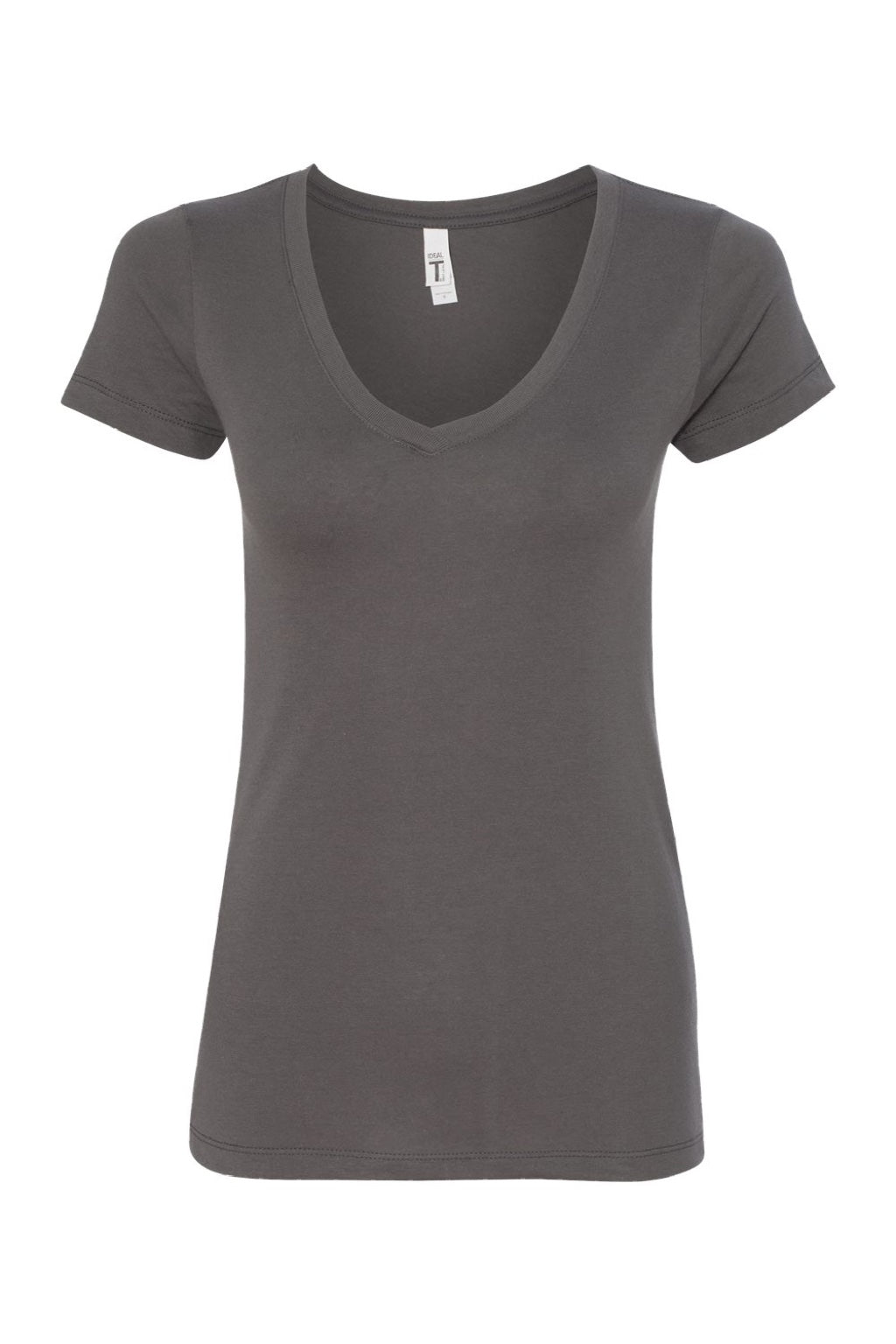 Next Level NL1540/1540 Womens Ideal Jersey Short Sleeve V-Neck T-Shirt Dark Grey Flat Front