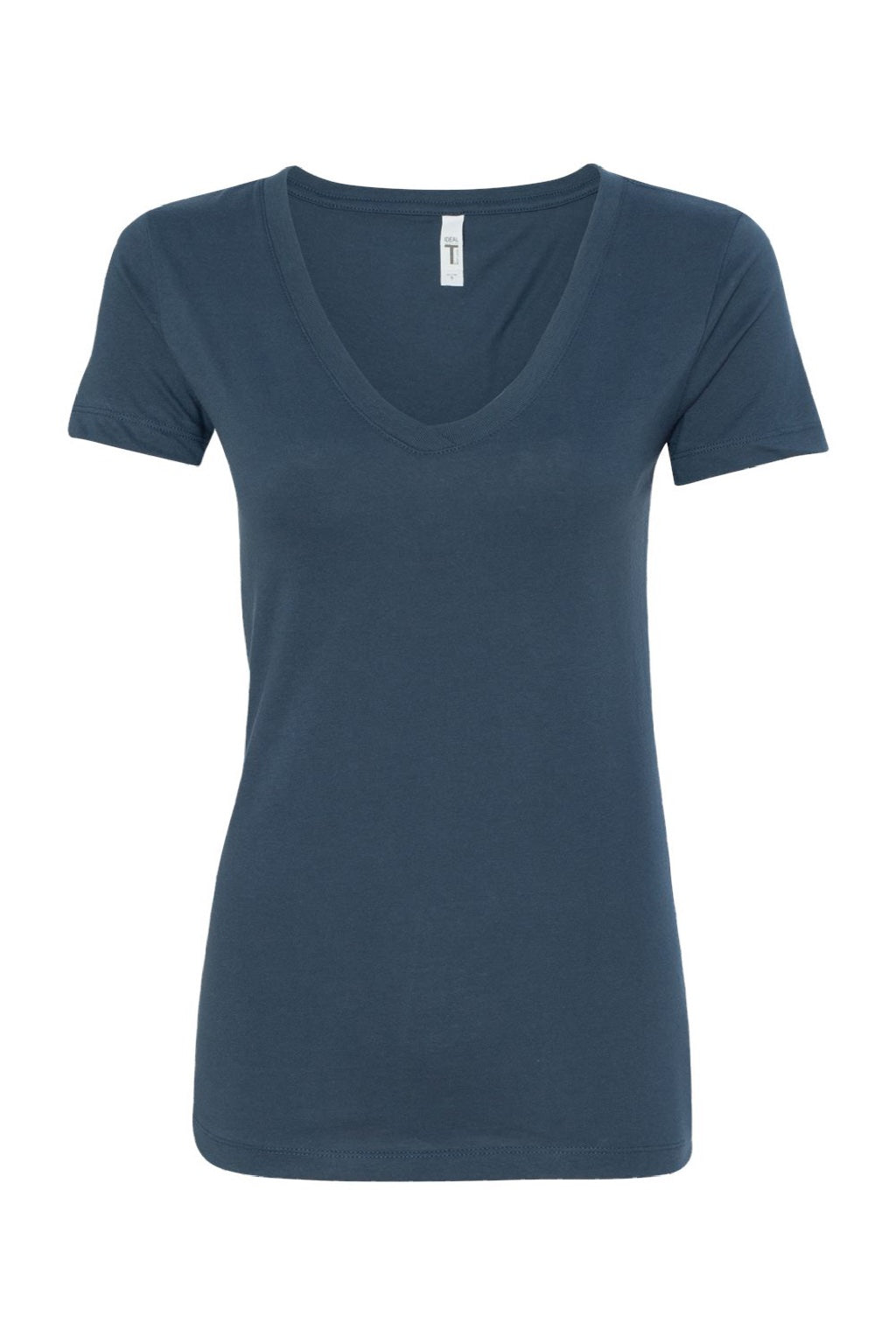 Next Level NL1540/1540 Womens Ideal Jersey Short Sleeve V-Neck T-Shirt Indigo Blue Flat Front
