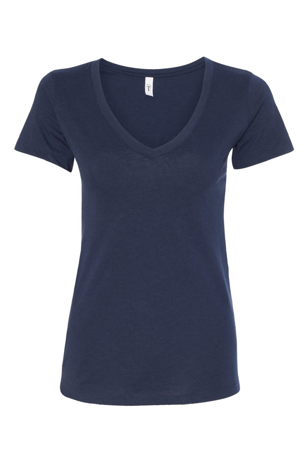 Next Level NL1540/1540 Womens Ideal Jersey Short Sleeve V-Neck T-Shirt Midnight Navy Blue Flat Front
