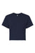 Next Level 1580NL Womens Ideal Crop Short Sleeve Crewneck T-Shirt Midnight Navy Blue Flat Front