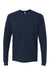 Next Level 6411 Mens Sueded Jersey Long Sleeve Crewneck T-Shirt Midnight Navy Blue Flat Front