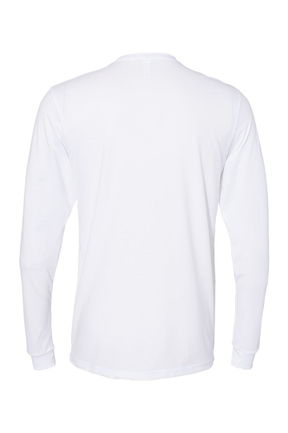 Next Level 6411 Mens Sueded Jersey Long Sleeve Crewneck T-Shirt White Flat Back