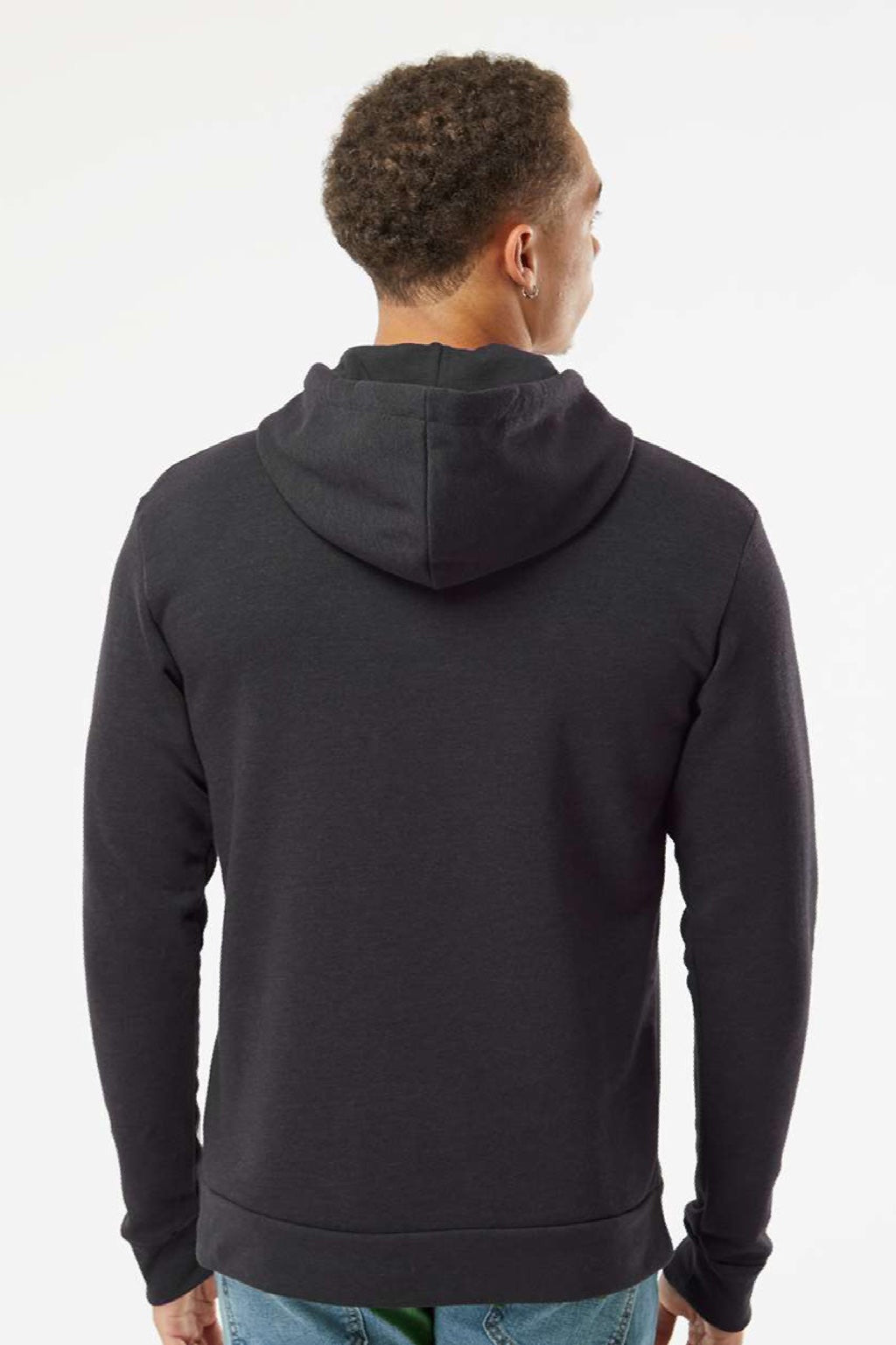 Next Level 9302 Mens Malibu Hooded Sweatshirt Hoodie w/ Pouch Pocket Heather Black Model Back