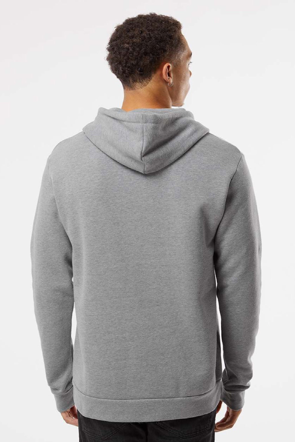 Next Level 9302 Mens Malibu Hooded Sweatshirt Hoodie w/ Pouch Pocket Heather Grey Model Back