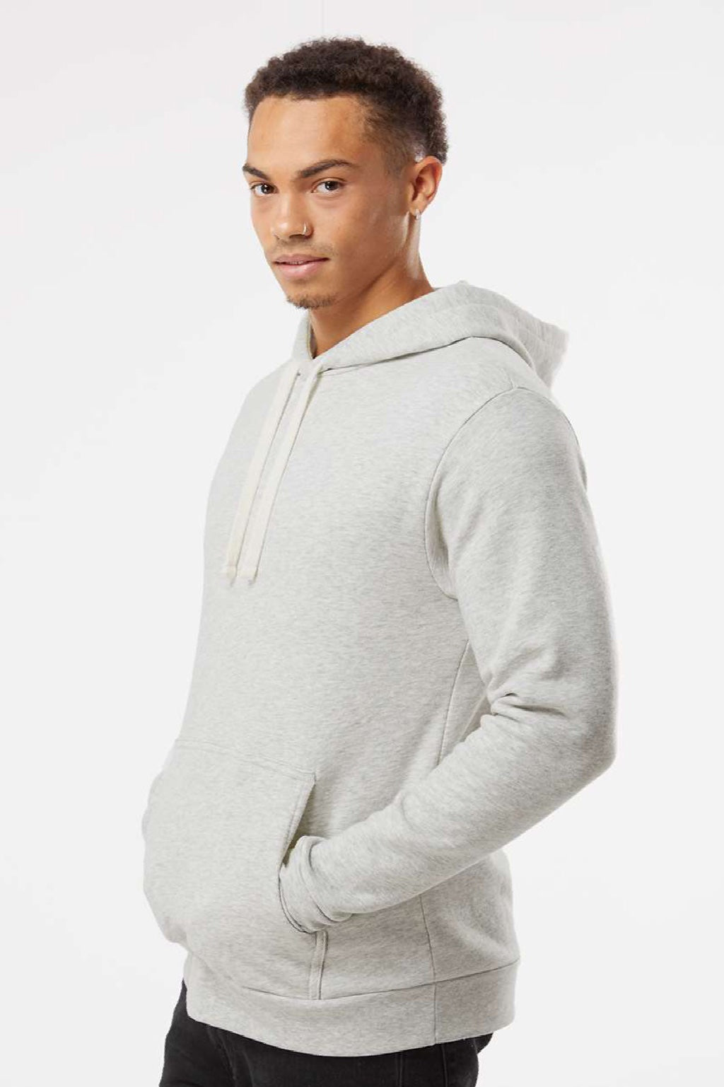 Next Level 9302 Mens Malibu Hooded Sweatshirt Hoodie w/ Pouch Pocket Oatmeal Model Side